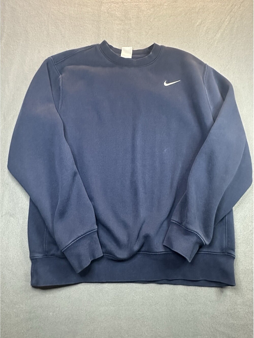 Vintage Y2K Nike Mens Mini Swoosh Crewneck Sweatshirt Navy Blue Pullover Large